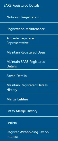 Left Menu Navigation